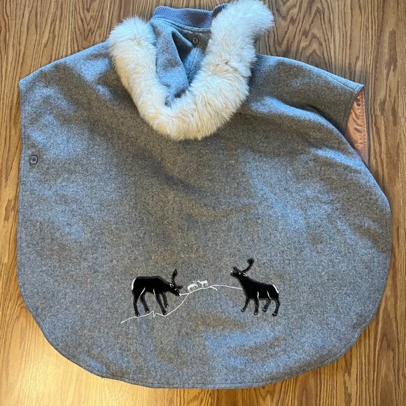 Inuit Vintage Wool Coat/Northern Sun/Poncho/Made in Canada - Picture 6 of 7